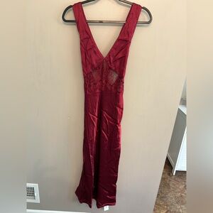 Rumored Burgundy Lace Midi Dress